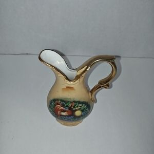 Enesco Vintage Fruits Vegetables Harvest Pattern Kitchen Creamer Or Oil Pitcher